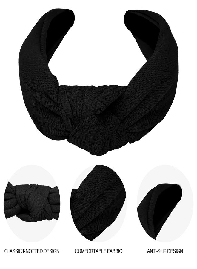 CURASA Headbands for Women Girls Non Slip Knotted Headband Wide Preppy Fashion Hairband Black Top Knot Hair Accessories Fabric Comfortable Hair Bands Elastic Head Bands Costume Party Gifts - Image 5